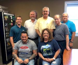 Pictured front to back L-R: Greg Reyes (Environmental Technician, Renea McGathy (Environmental Assistant), Dylan McKee (Safety Engineer), Tom Bell (new Environmental Manager), Danny Lewis, Chris McBee (Environmental Engineer) and Chriss Suddeth (Safety Ma