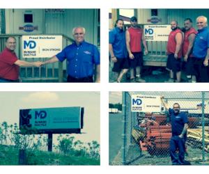 (Pictured top left R-L:  Chuck Sanguinito and Bill Fiorenzo (Brent Material); top right: Chuck Sanguinito with Brent Material Crew; bottom right: Bill Walters (Ferguson Lakewood, NJ); bottom left: billboard featuring new logo on Route 78 Eastbound)